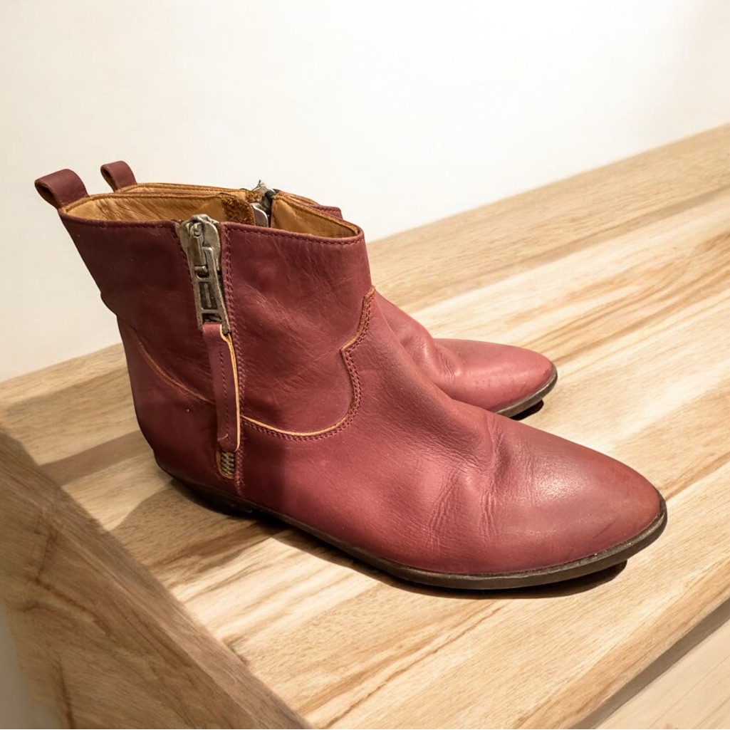 Lemare Stylish Burgundy Leather Ankle Boots Size Eu41